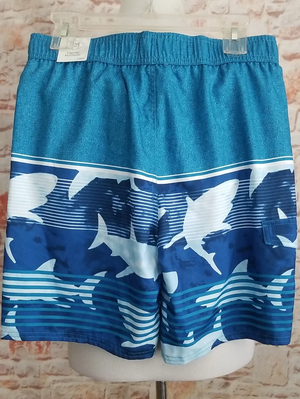 New True Craft Navy and Teal Shark Swim Shorts